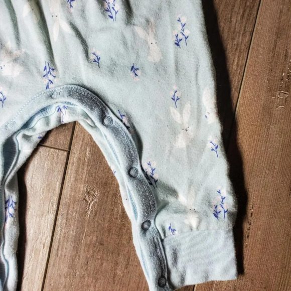 Baby Cat & Jack Baby Blue and White Rabbit Jumpsuit Romper Size 3-6M - Picture 6 of 9